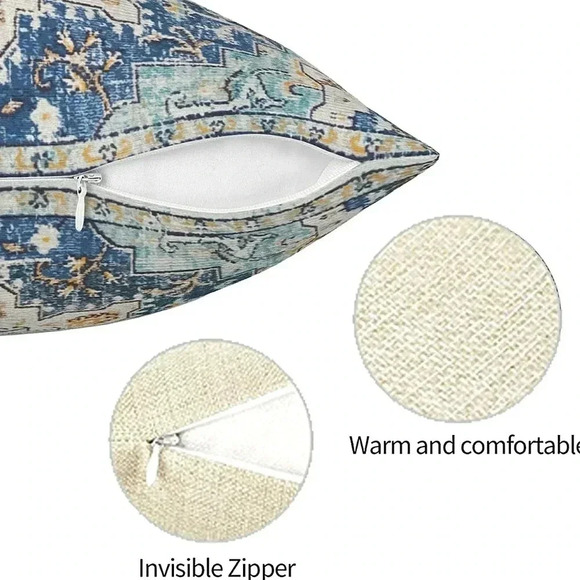 Mendela Paisley Chic Gypsy Festival Bohemian Carpet Print Pillow Set Of 2 - Picture 3 of 6